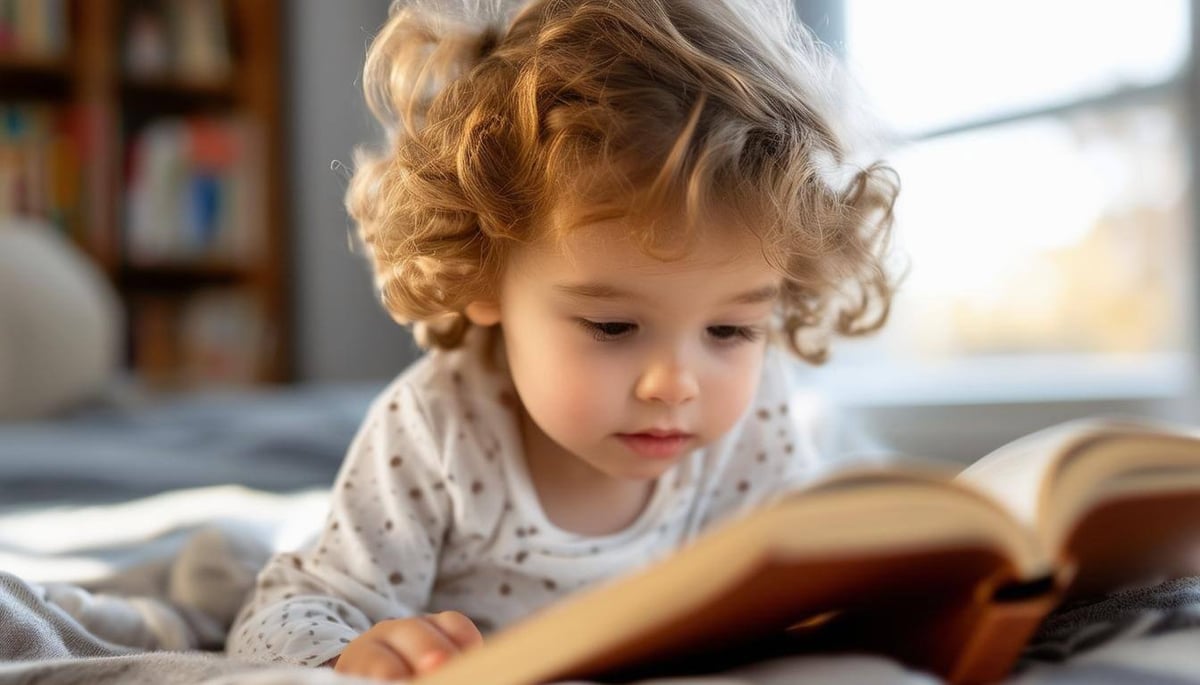 young child reading a book